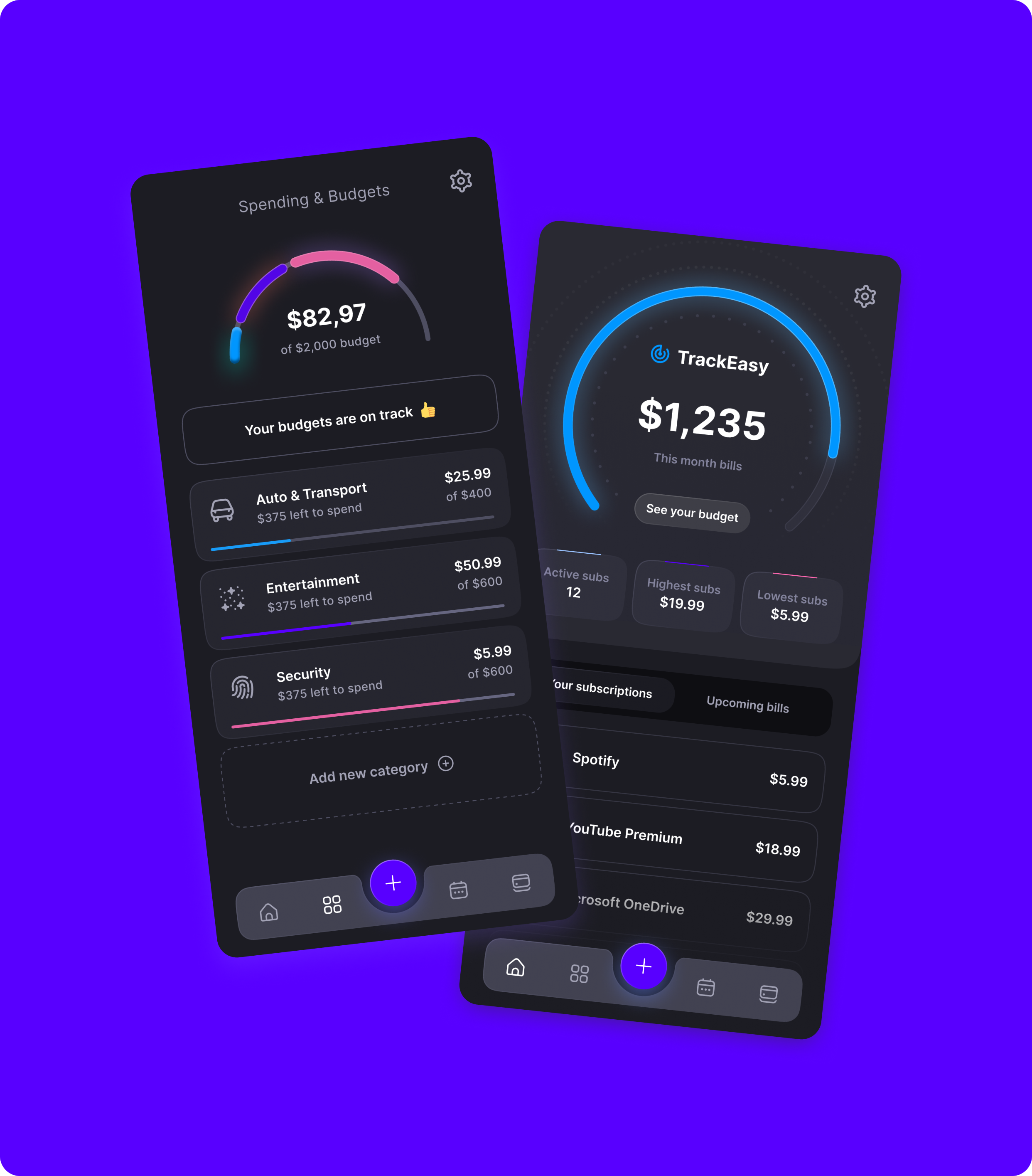  TrackEasy spendings and budget feature 