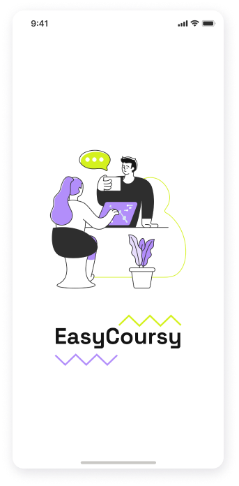 UI design of the EasyCoursy app's splash screen