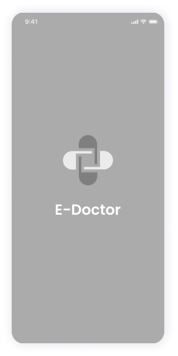  Wireframe of E-Doctor app screen displaying the app logo and name