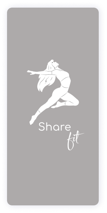 Wireframe of the ShareFit mobile app splash screen