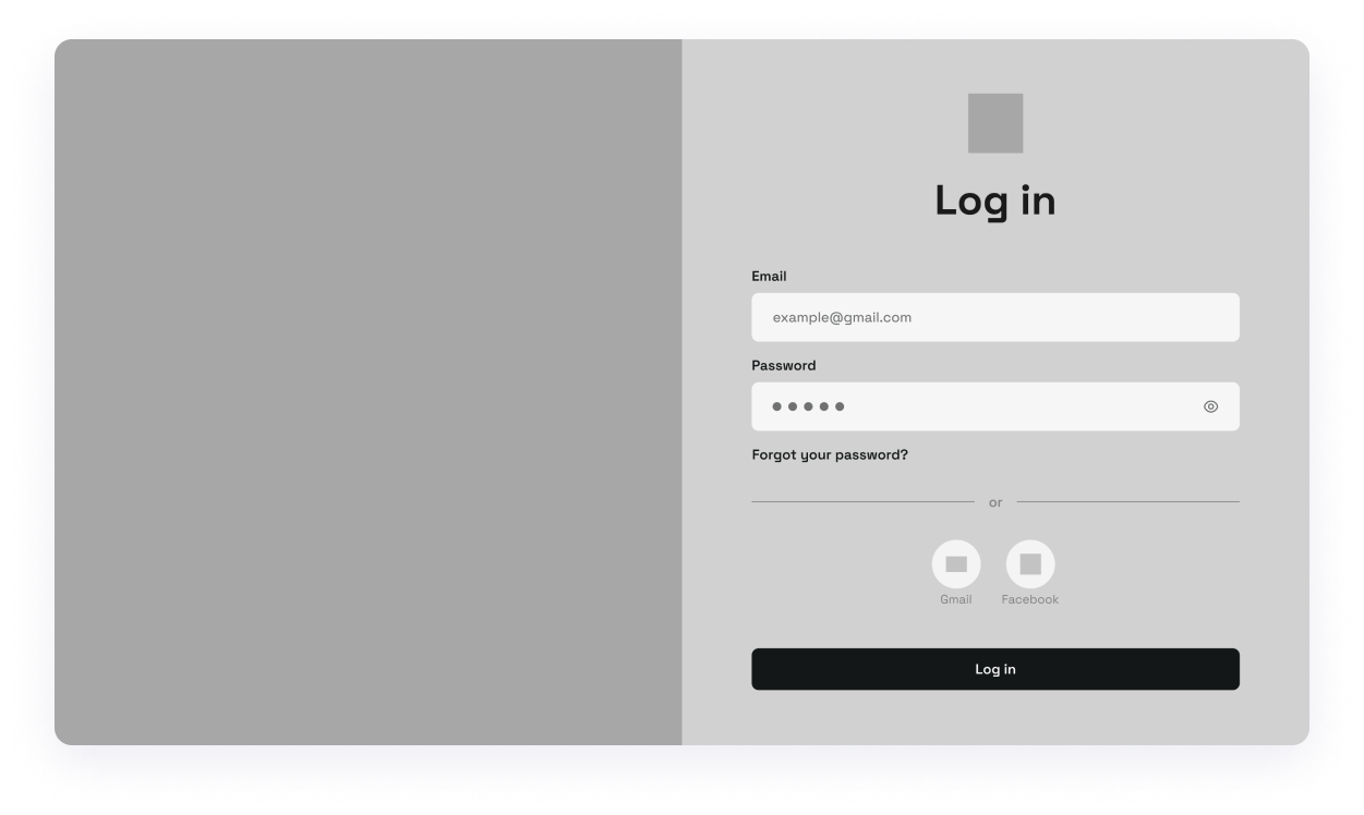 Wireframe of ChatBot login screen