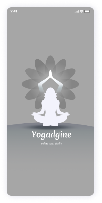 Wireframe of the Yogadgine app splash screen