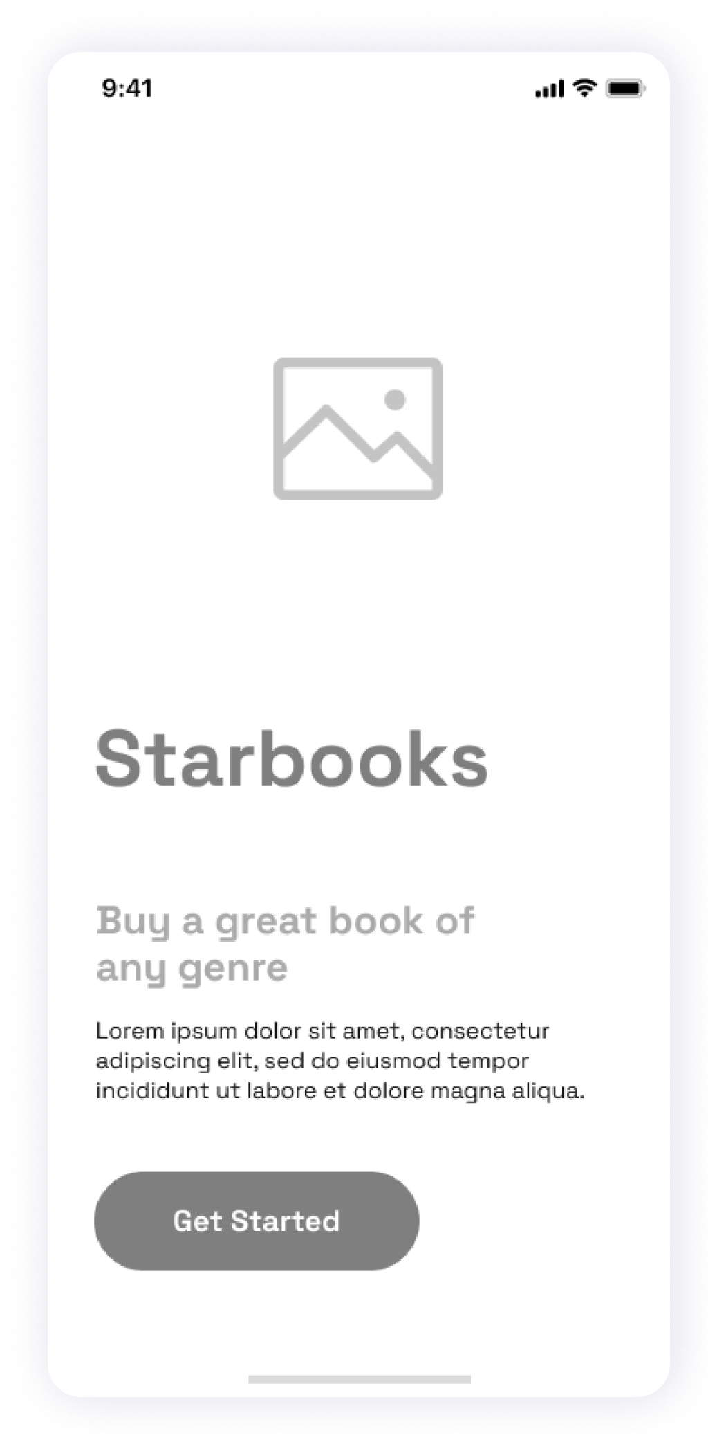  Initial screen wireframe of the Starbooks app