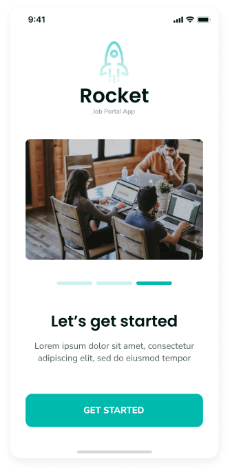  Rocket job portal app's introductory screen UI design 