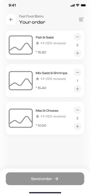 Wireframe of Have Meal’s order summary screen