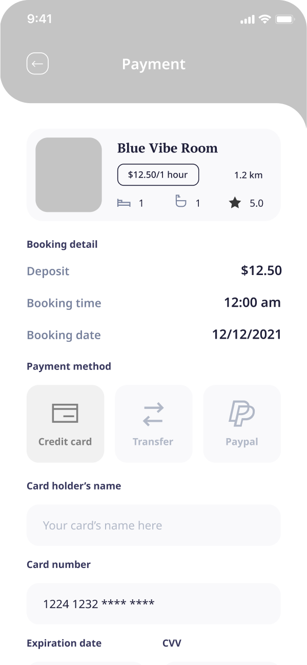 E-booking app payment process