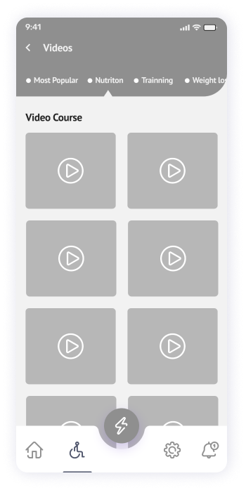 Wireframe of the Yogadgine videos page