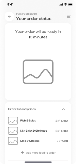 Wireframe of Have Meal’s order status screen