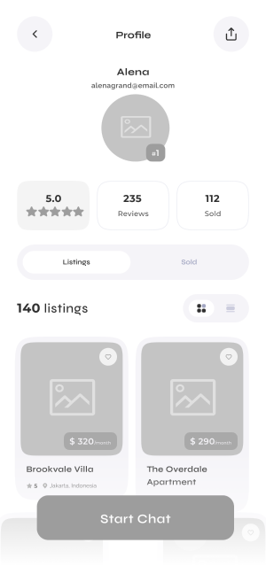 Wireframe of Turveyor user profile screen