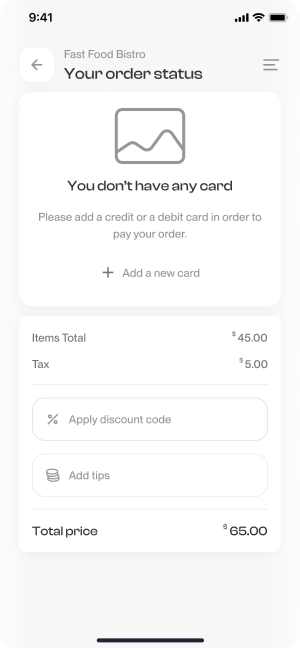 Wireframe of Have Meal’s payment setup screen