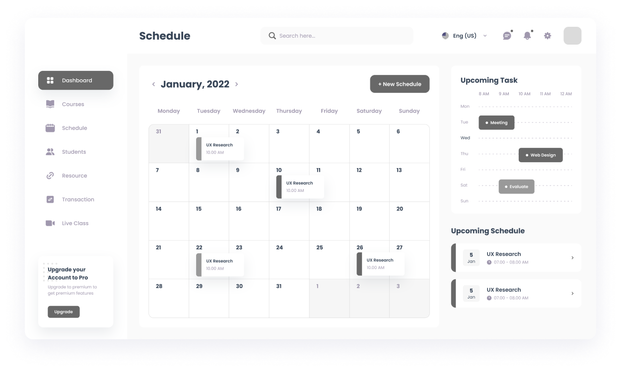  Wireframe of the MySkills schedule calendar page