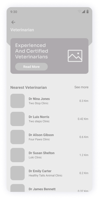  MyPet app veterinarian screen wireframe 