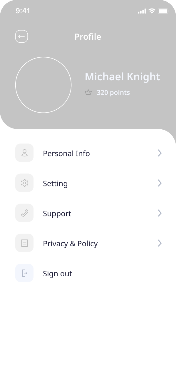  E-booking app profile screen 