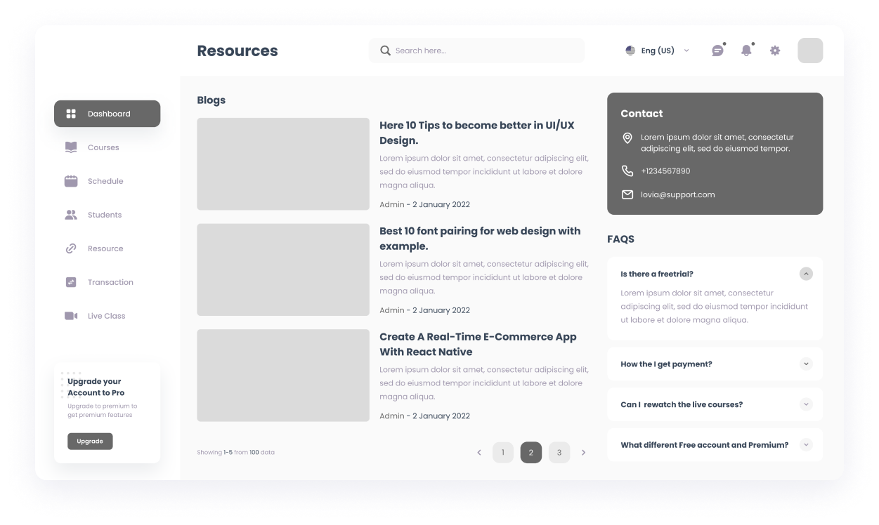 Wireframe of the MySkills resources page