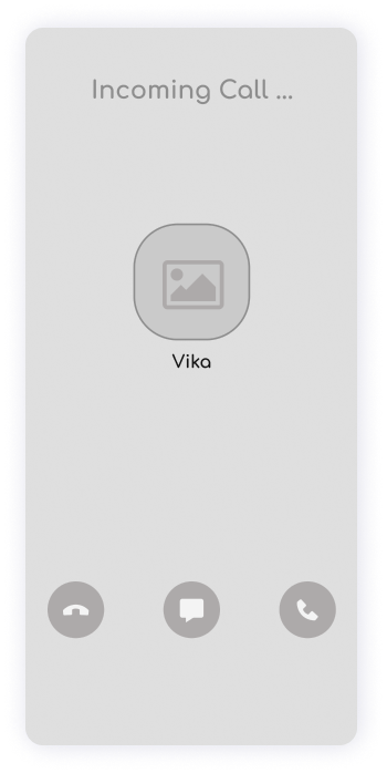 Wireframe of ShareFit app incoming call screen