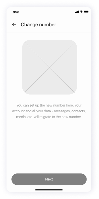  Wireframe of the Splash app's change number screen 