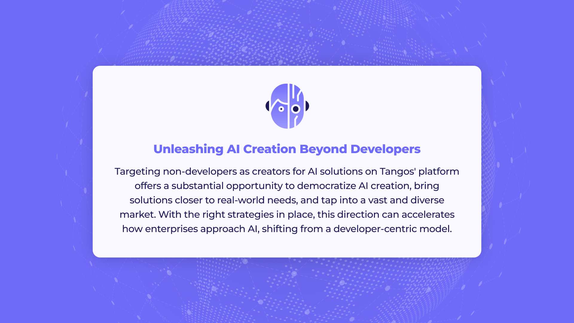 Tangos pitch deck unleashing AI creation beyond developers slide design