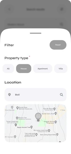 Wireframe of Turveyor filter screen