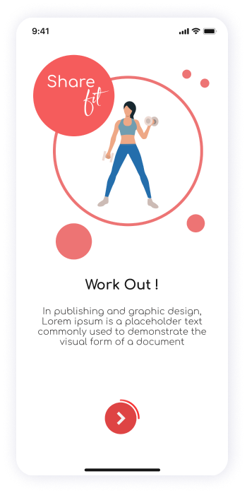 UI design of ShareFit app workout screen