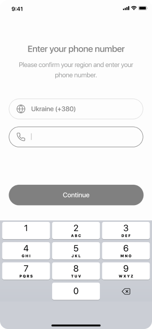 Wireframe of Splash app's phone number entry screen