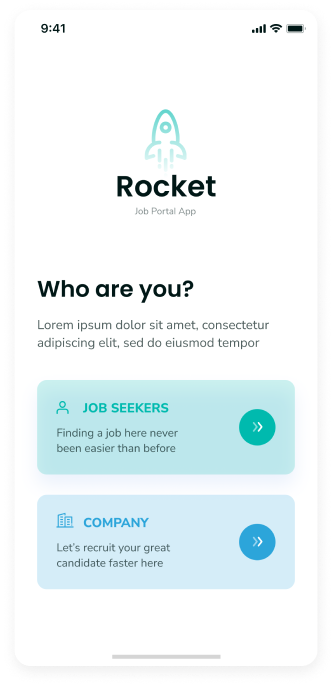  UI design of Rocket app's user selection screen 