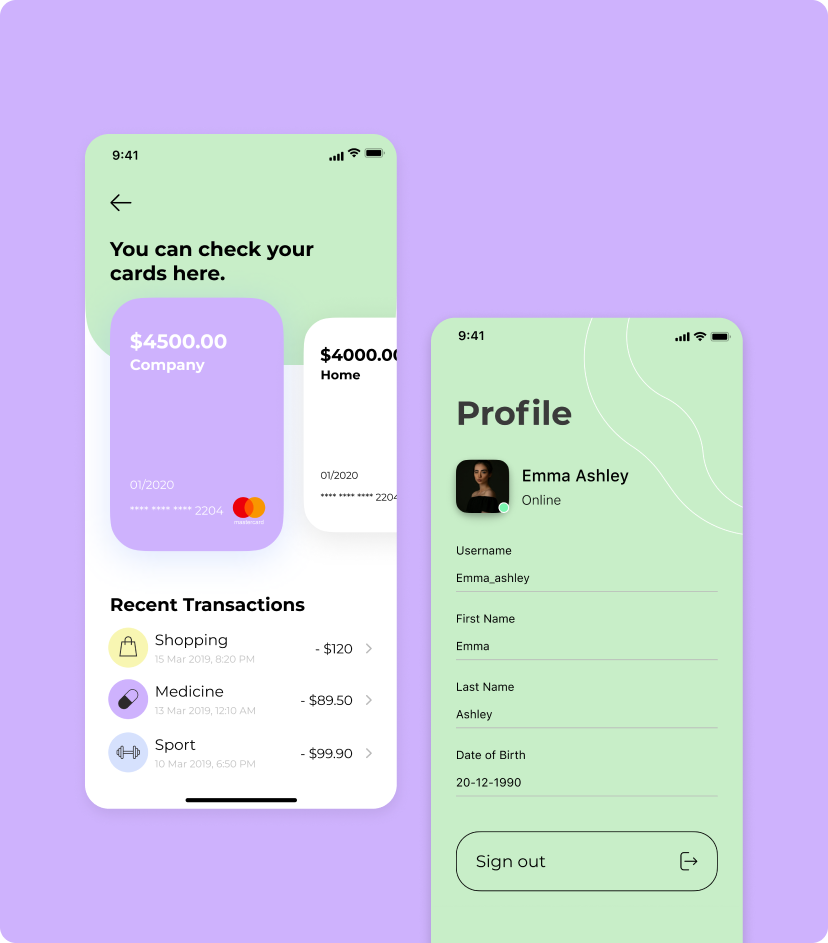 MoneyPay cards feature