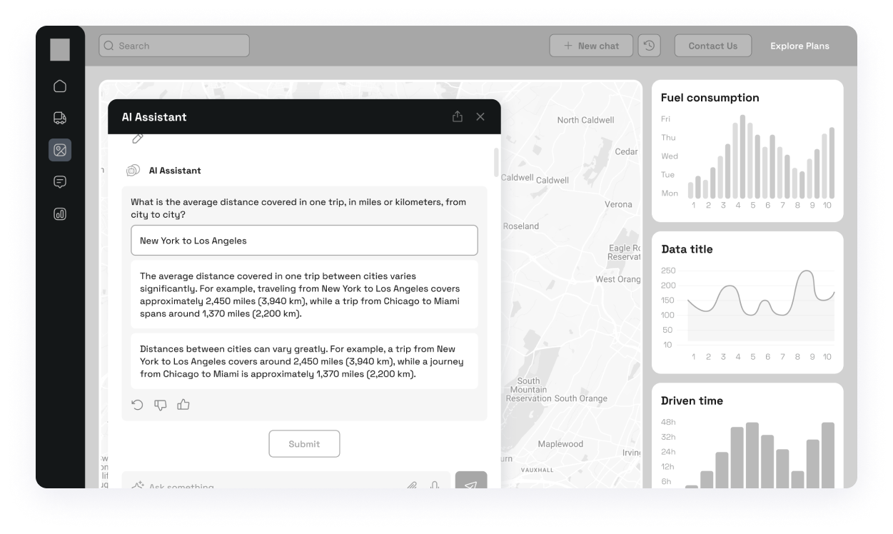 Wireframe of ChatBot's main dashboard