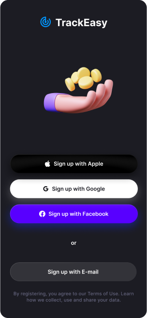  Sign-up screen UI design of TrackEasy app  