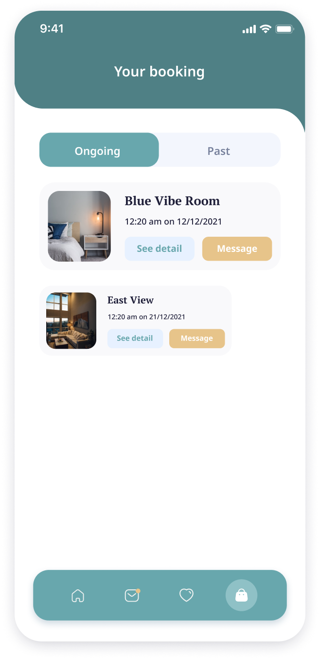  E-booking app home screen welcome message