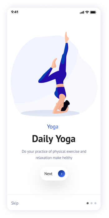Yogadgine app onboarding screen design