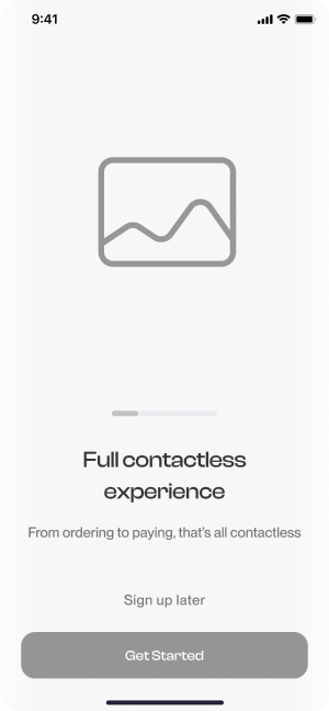 Have Meal app wireframe highlighting contactless features