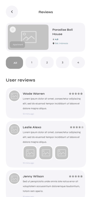 Wireframe of Turveyor reviews page