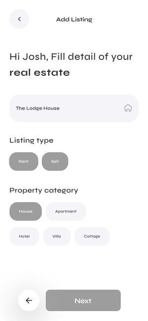 Wireframe of Turveyor add listing screen