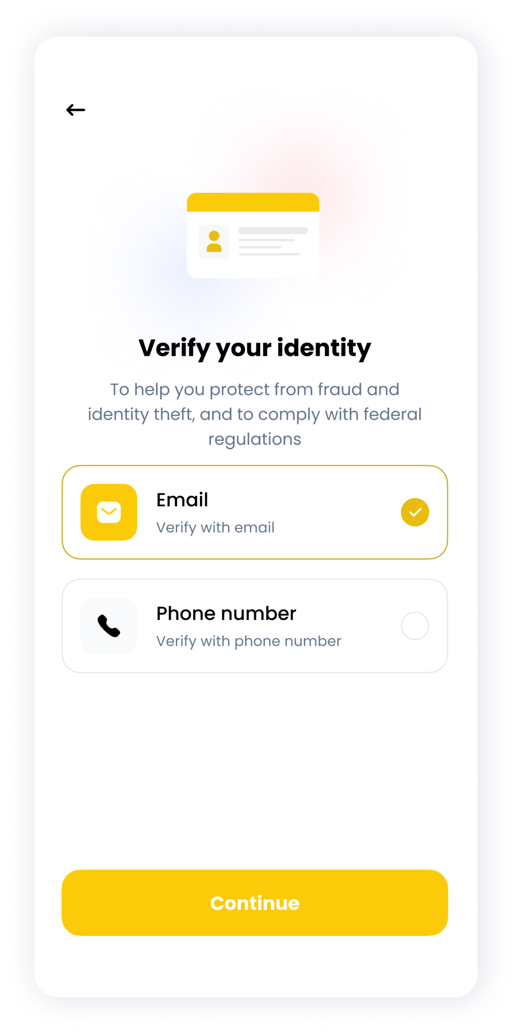  NFT Store identity verification screen UI design 