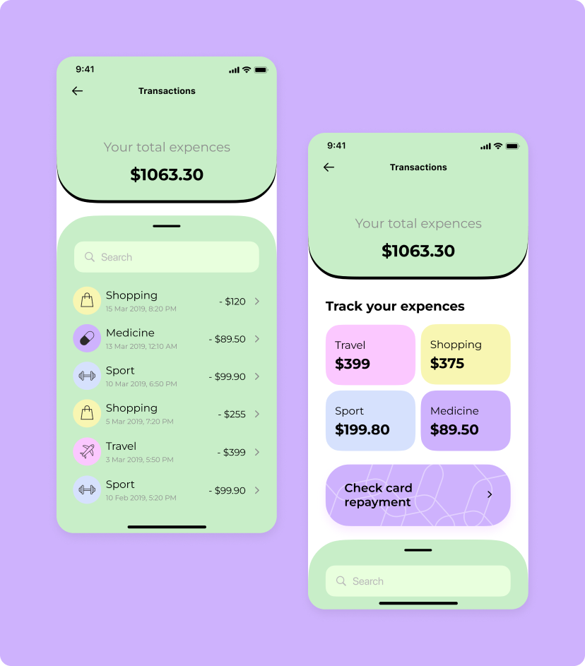 MoneyPay expenses track feature