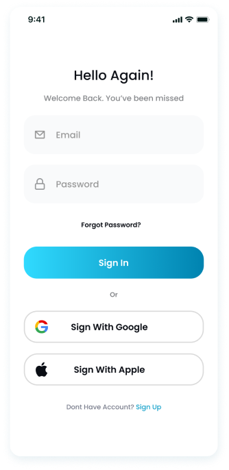  UI design of the E-Doctor app's sign-in screen 