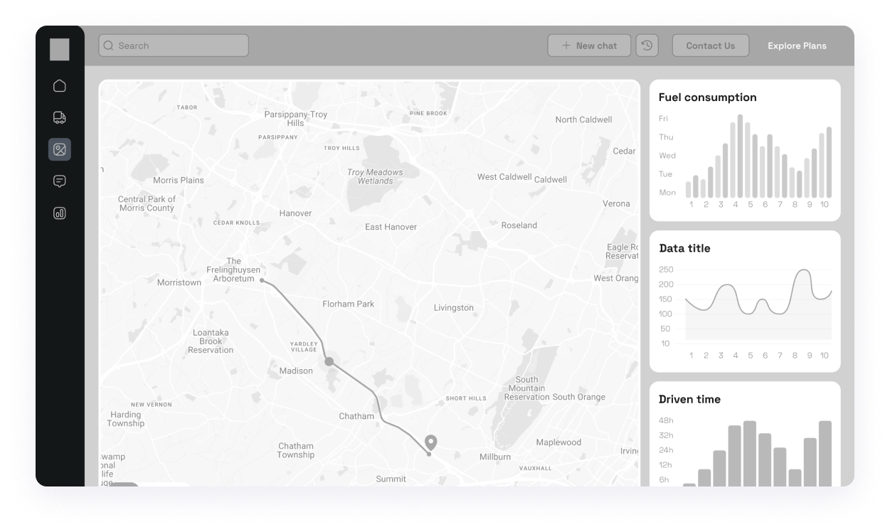 ChatBot main screen wireframe with a map