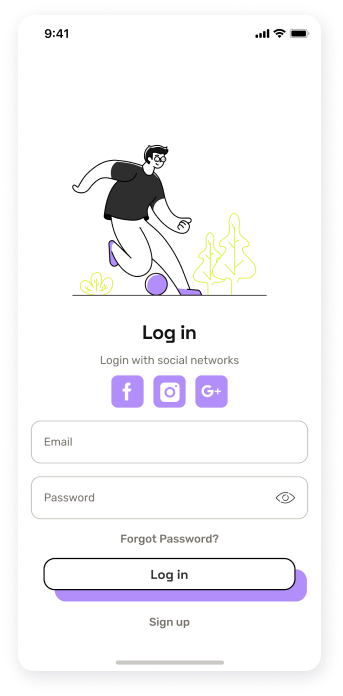 UI design of the EasyCoursy app's login screen