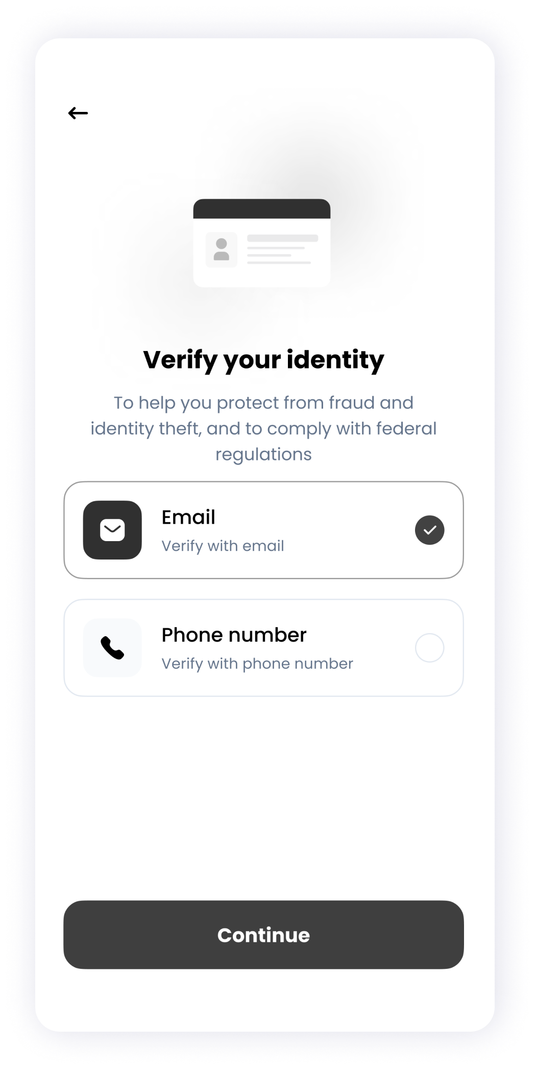  NFT Store identity verification screen wireframe 