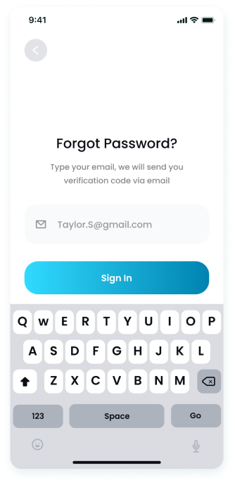  UI design of the E-Doctor app's forgot password screen 