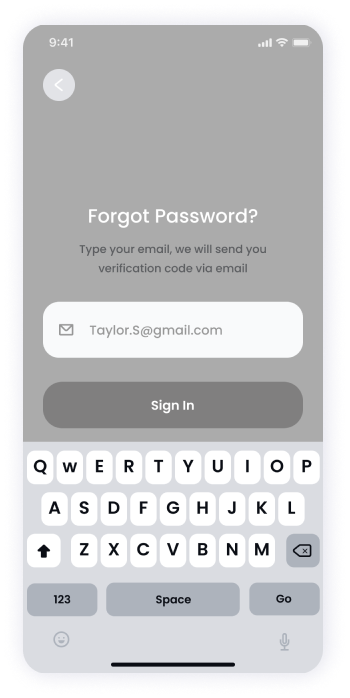  Wireframe of the E-doctor app's forgot password screen 