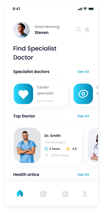  UI design of the E-Doctor app's specialist doctor search screen