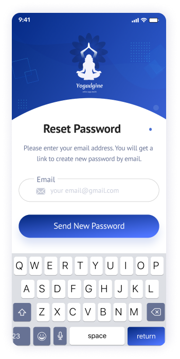 Yogadgine app reset password interface design