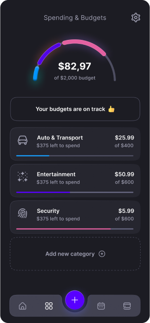  Spending and budgets screen UI design of TrackEasy app