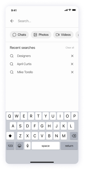  Wireframe of the Splash app's search functionality