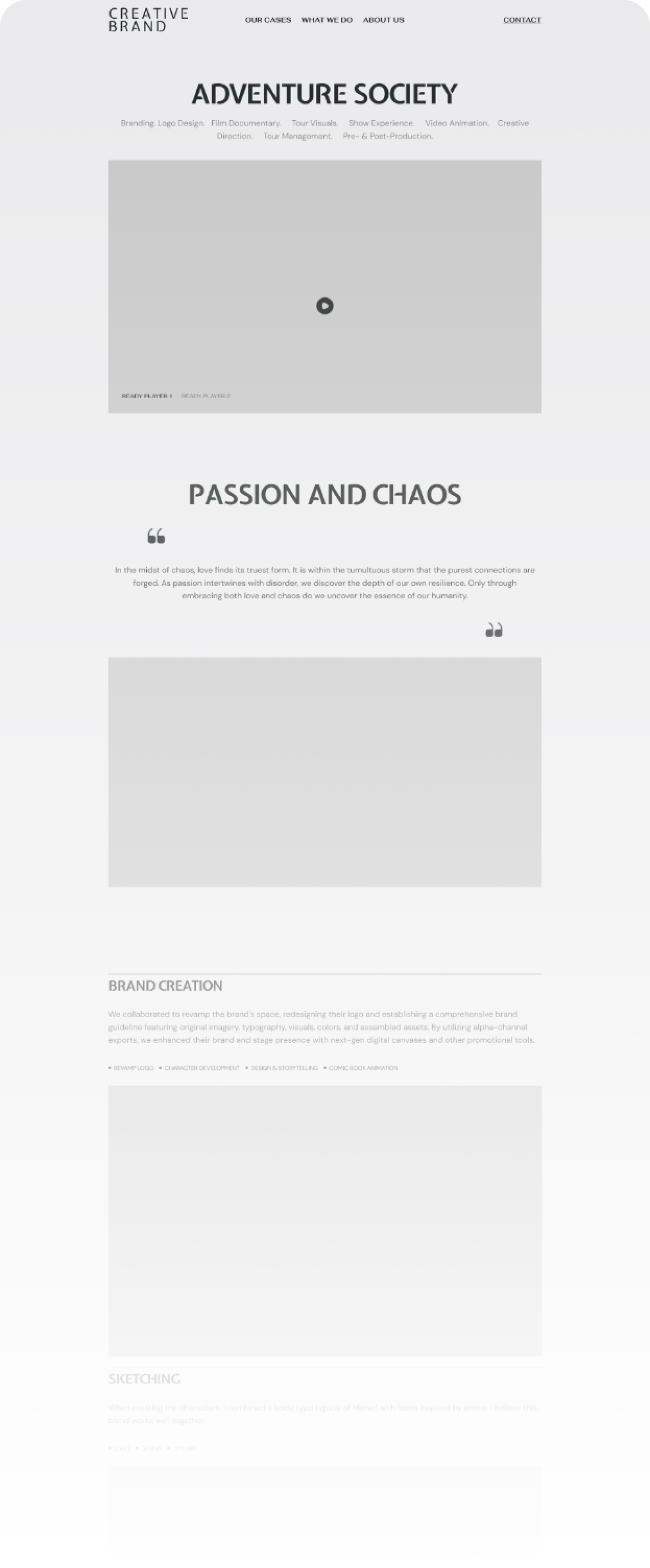 Wireframe of Creative Brand's case studies page