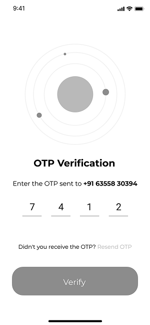 Wireframe of MoneyPay verification code screen