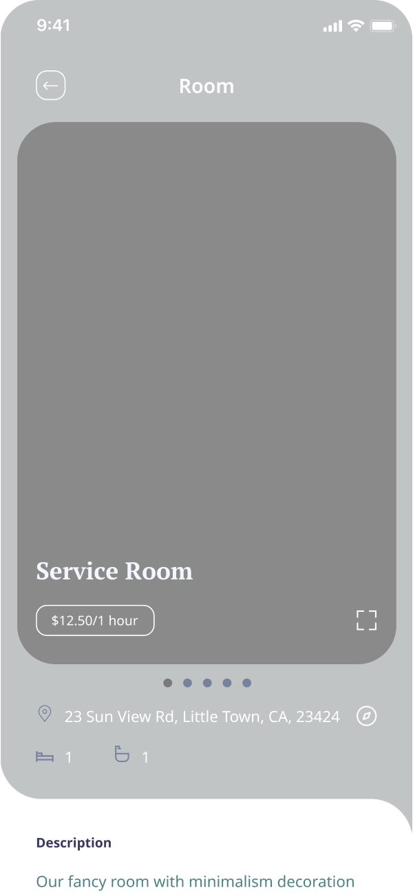 E-booking app apartment details screen