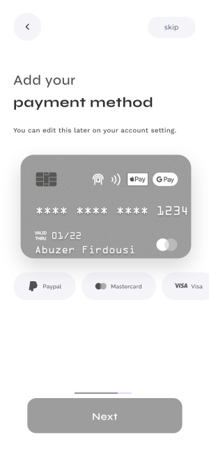 Wireframe of Turveyor payment screen