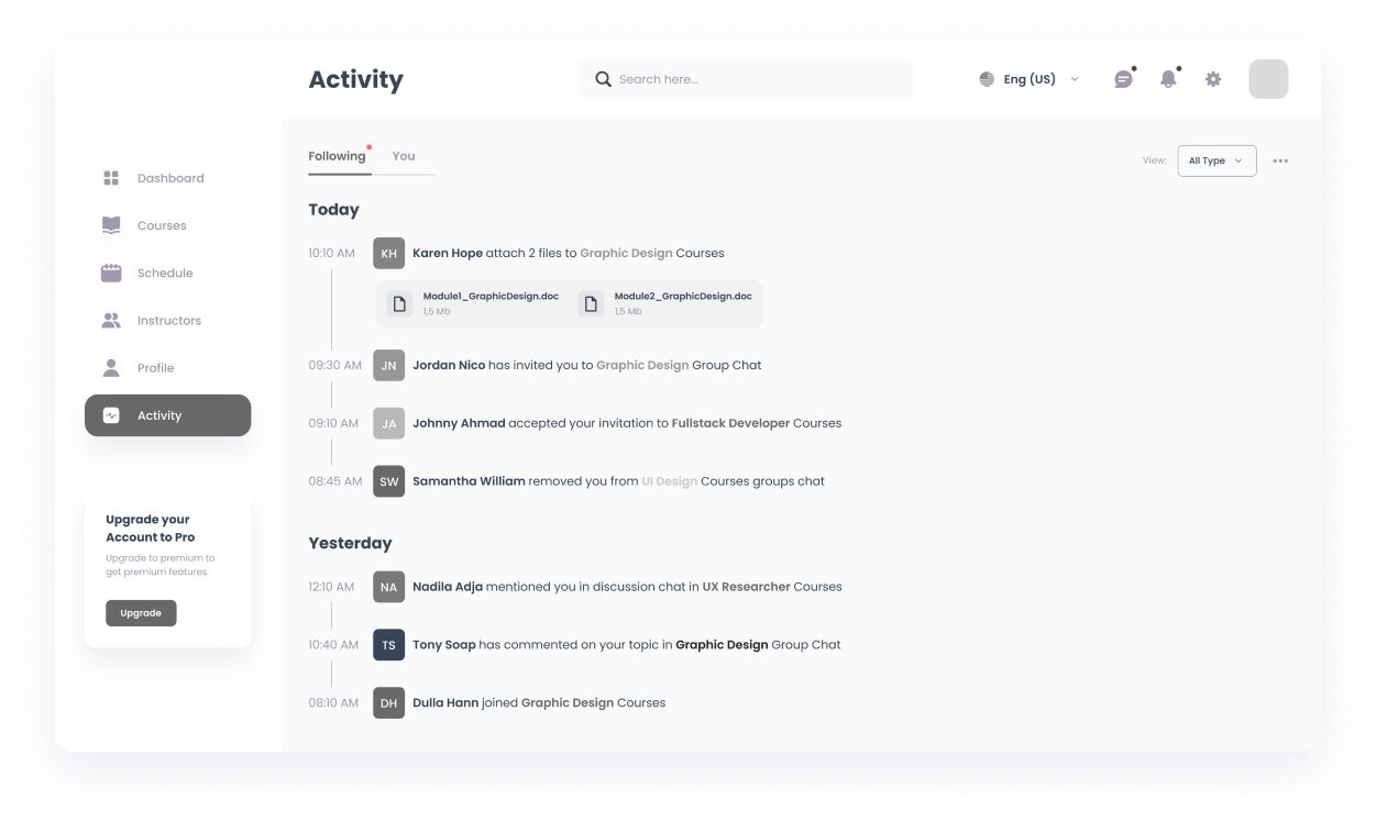 Wireframe of the MySkills activity page